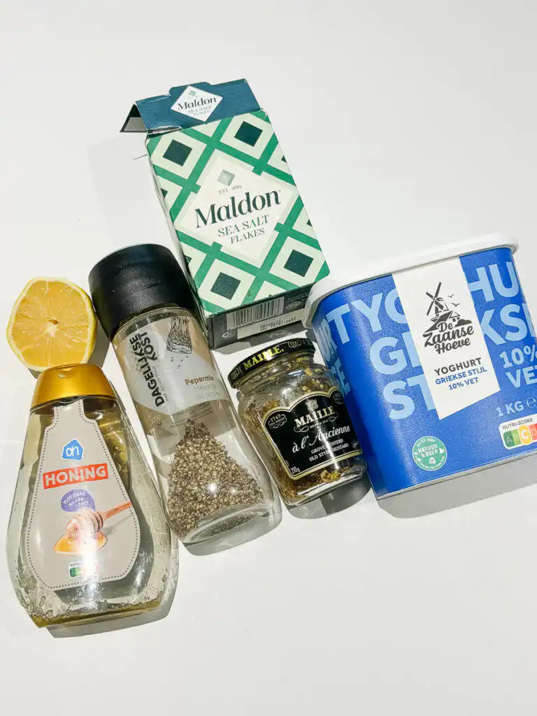 ingredients for cucumber crab salad laid flat on white surface