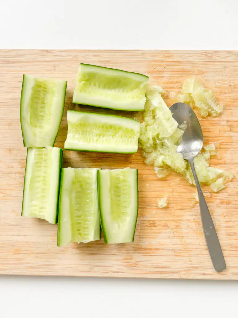 Cubed cucumber kimchi - 30Min Quick Kimchi Recipe remove the cucumber seeds for cubed cucumber kimchi