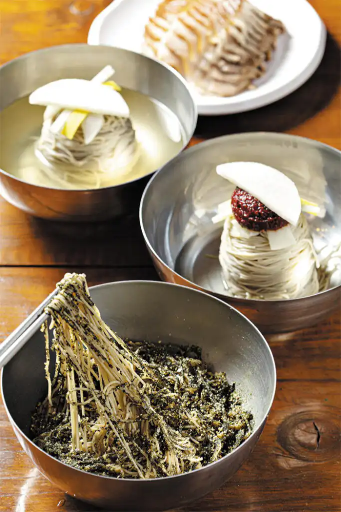 10 Best Korean Cold Noodles You Must Try This Summer perilla oil makguksu - trendy Korean cold noodles