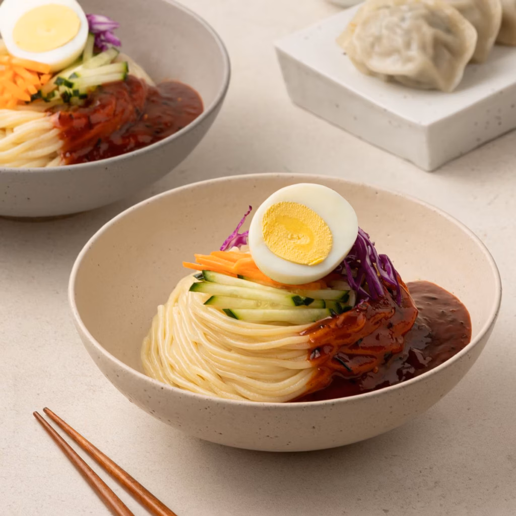 10 Best Korean Cold Noodles You Must Try This Summer jjolmyeon chewy spicy korean noodle dish with vegetables and egg