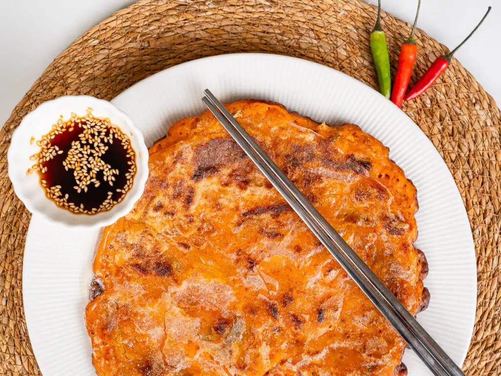 Rice Paper Kimchi Pancake - Crispier Kimchi Jeon Korean Hack Viral crispy kimchi jeon recipe with rice paper hack