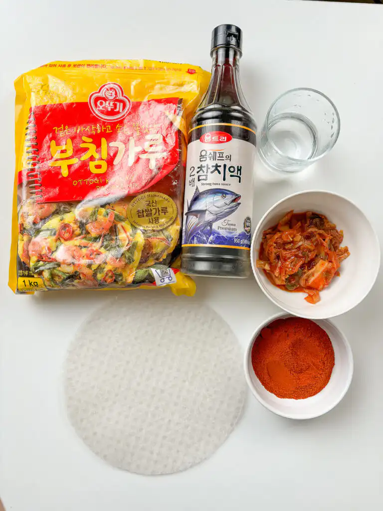 Rice Paper Kimchi Pancake - Crispier Kimchi Jeon Korean Hack simple ingredients for the crispier kimchi jeon recipe