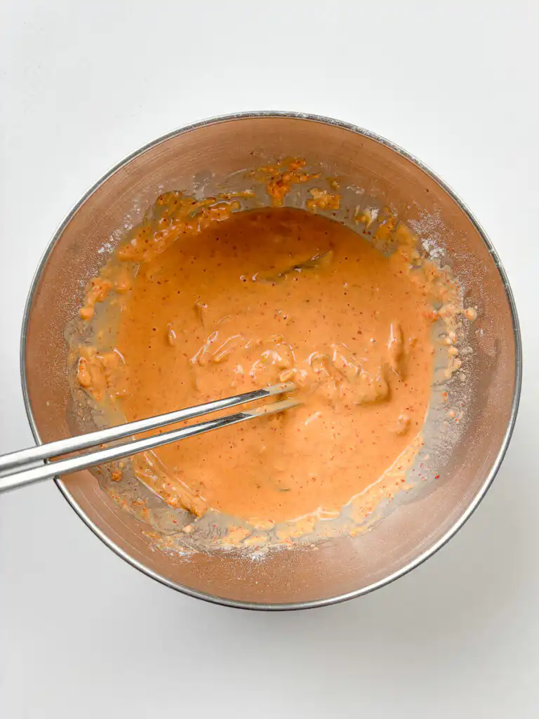 The crispy kimchi pancake tips: do not over mix