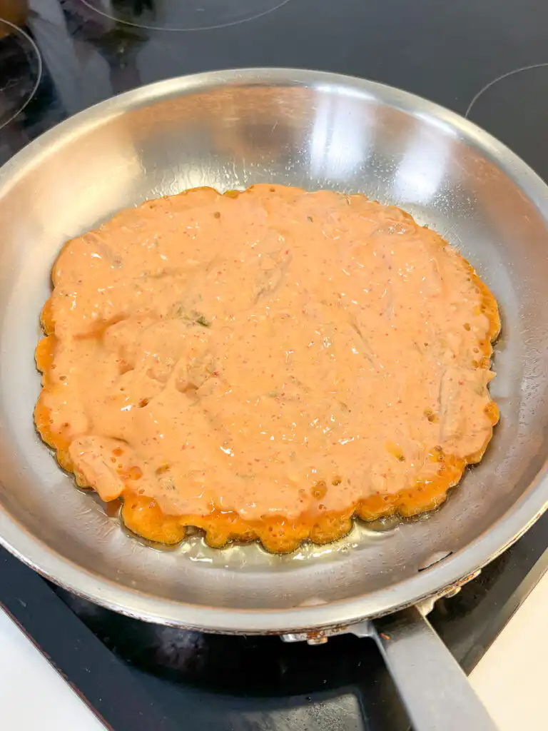 pan fry the crispy kimchi pancake