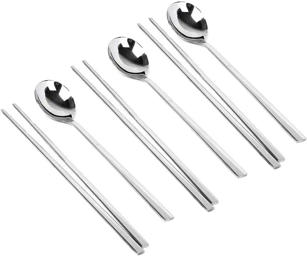 Top 10 Daiso Kitchen Items - Korean Restaurant Tableware Set Korean stainless spoon & chopsticks
