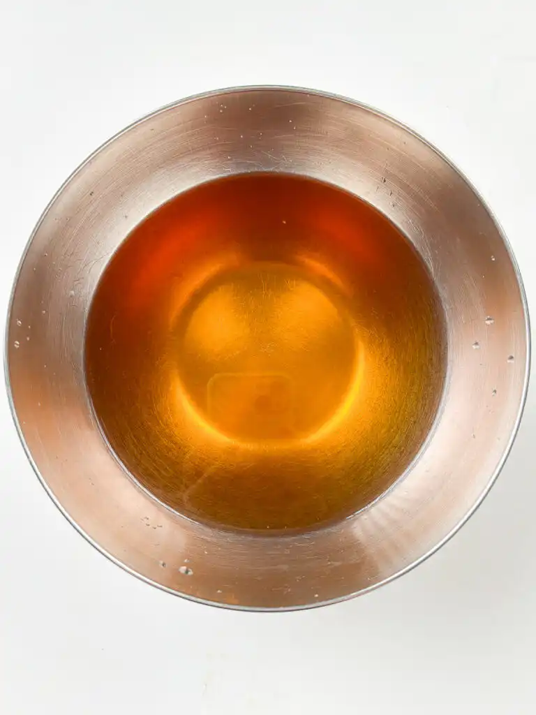 Korean cucumber soup broth made by Korean tuna sauce and vinegar