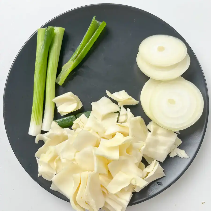 Spring Onion Bossam (Suyuk) – Juicy Waterless Pork Belly Veggies to make the waterless suyuk, Korean pork belly with green onion