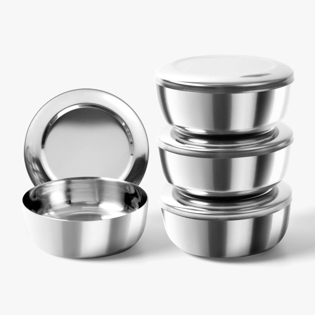 Top 10 Daiso Kitchen Items - Korean Restaurant Tableware Set Korean stainless steel bowl used as a rice bowl with lid, restaurant-style