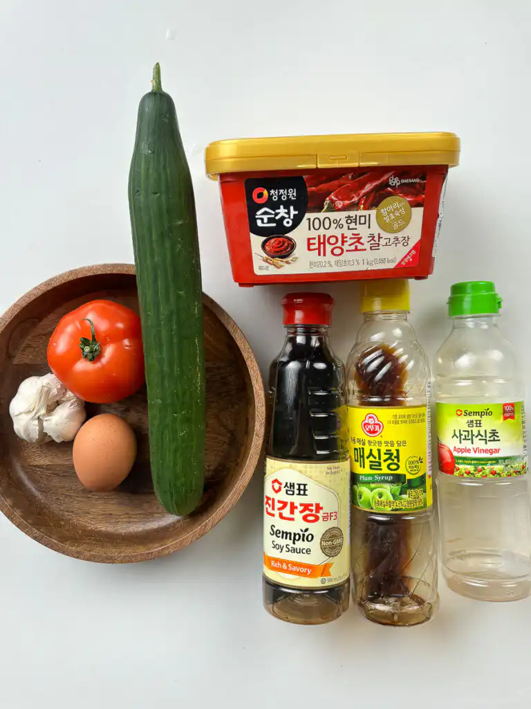 Tomato Gochujang Bibim Guksu - Summer Spicy Cold Noodles tomato bibim guksu ingredients
