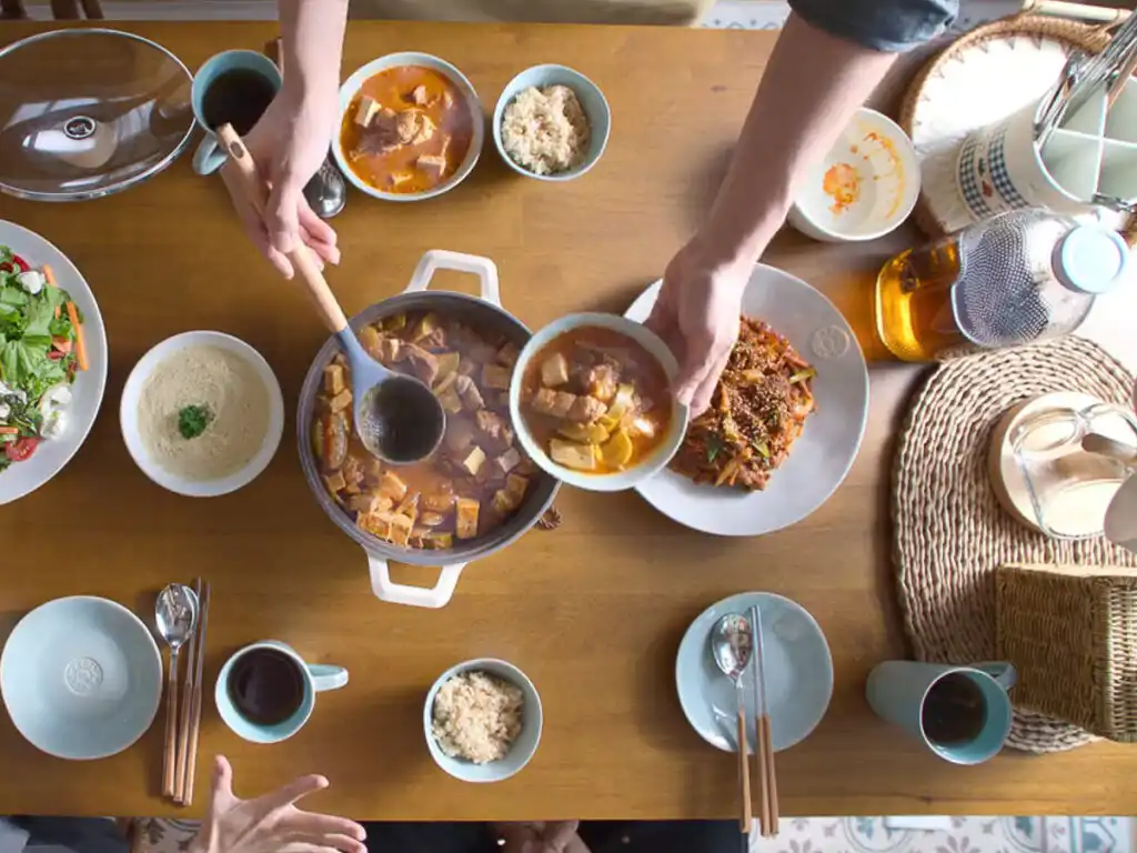 Korean Food in Our Sticky Love: Every Korean Food & Drink Our Sticky Love gochujang-jjigae and spicy Korean jeyuk-bokkeum