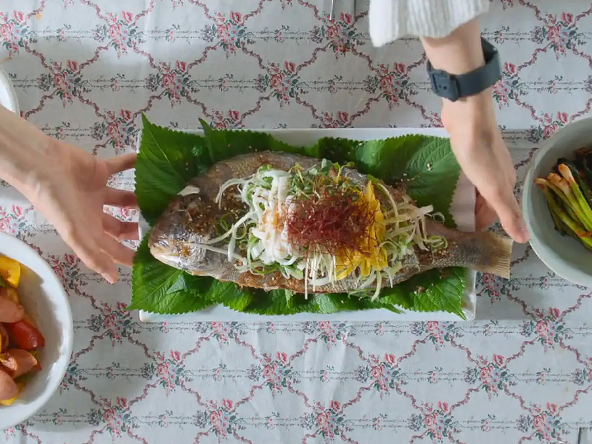 Korean Food in Our Sticky Love: Every Korean Food & Drink Our Sticky Love jogi-jjim steamed yellow croaker with egg garnish