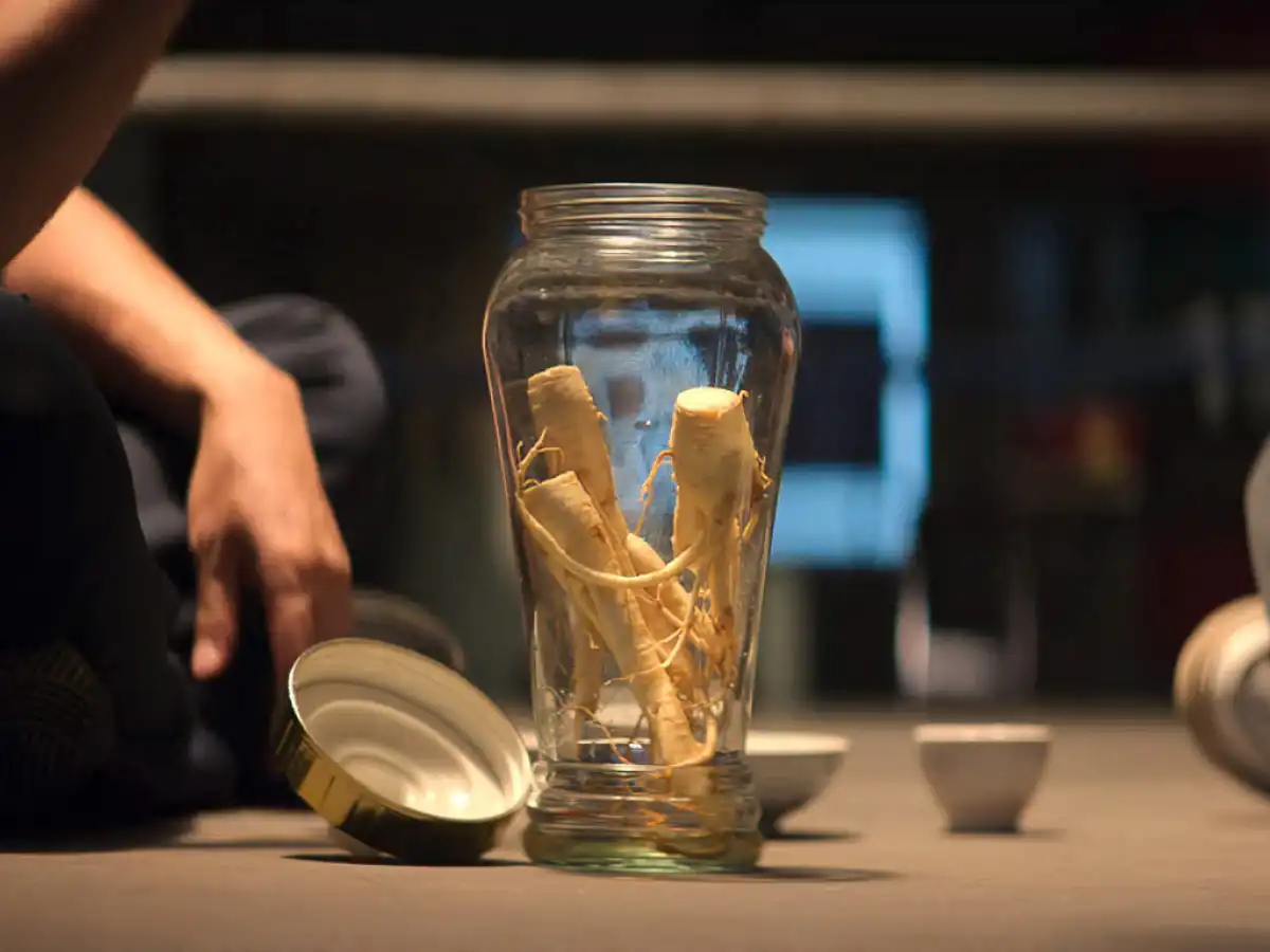 Korean Food in Our Sticky Love: Every Korean Food & Drink Our Sticky Love sansam-ju Korean wild ginseng liquor in a glass bottle