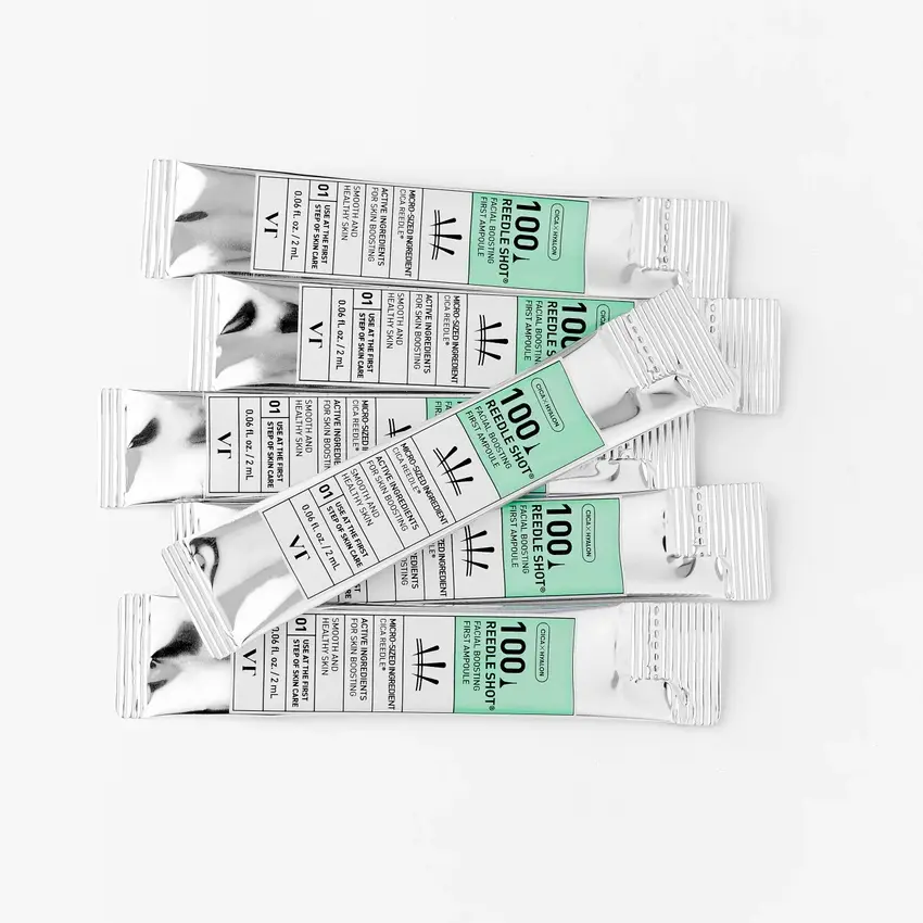 10 Best Daiso Korean Skincare Items: August 2026 Hits VT Reedle Shot 100 sachet pouch for daiso korean skincare boosting routine