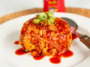 Buldak Fried Rice: Stress Blowing Buldak Sauce Rice in 10min Buldak rice piled with green onion