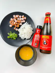 Buldak Fried Rice: Stress Blowing Buldak Sauce Rice in 10min Sausage, green onion, egg, buldak sauce, oyster sauce for buldak fried rice
