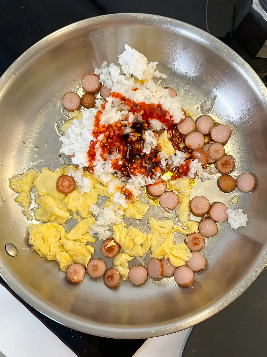 Buldak Fried Rice: Stress Blowing Buldak Sauce Rice in 10min drizzle buldak sauce for buldak fried rice
