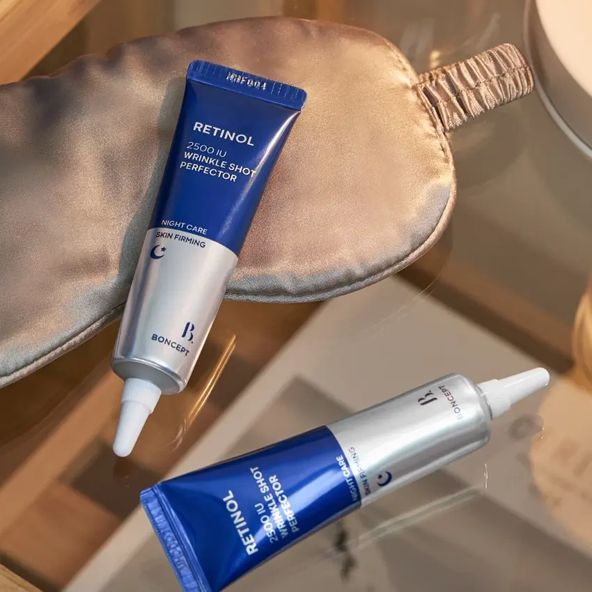 10 Best Daiso Korean Skincare Items: August 2026 Hits Boncep Retinol 2500IU Wrinkle Shot Perfector tube for daiso korean skincare night routine