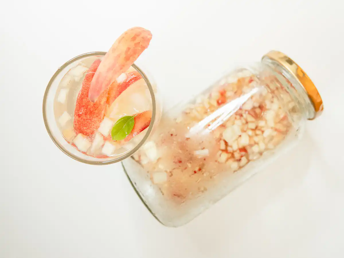 Korean Peach Syrup (Peach Cheong Recipe) for Peach Ade Enjoy authentic Korean café vibes at home with this icy, fruit-filled peach ade.