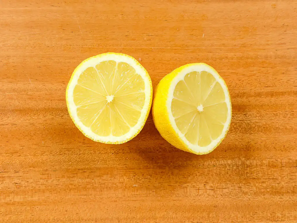 A fresh lemon is needed for the peach cheong