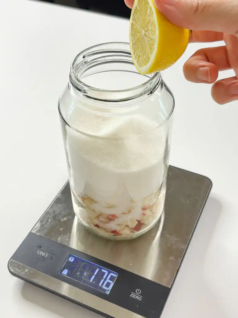 Korean Peach Syrup (Peach Cheong Recipe) for Peach Ade Squeeze in fresh lemon juice for peach cheong recipe