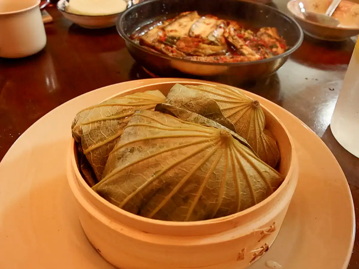 Starting Over in Your 30s After Heartbreak Lotus leaf rice in the bamboo steamer