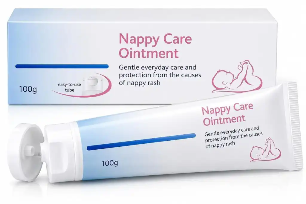 Nappy care ointment tube used under Vaseline for a Korean moisture bomb cream