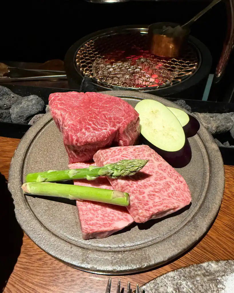 Justin Bieber Seoul Hotspots: 10 Places He Visited in Korea Raw hanwoo cuts with asparagus and eggplant at Dosan Hoikwan, one of Justin Bieber’s Seoul hotspots