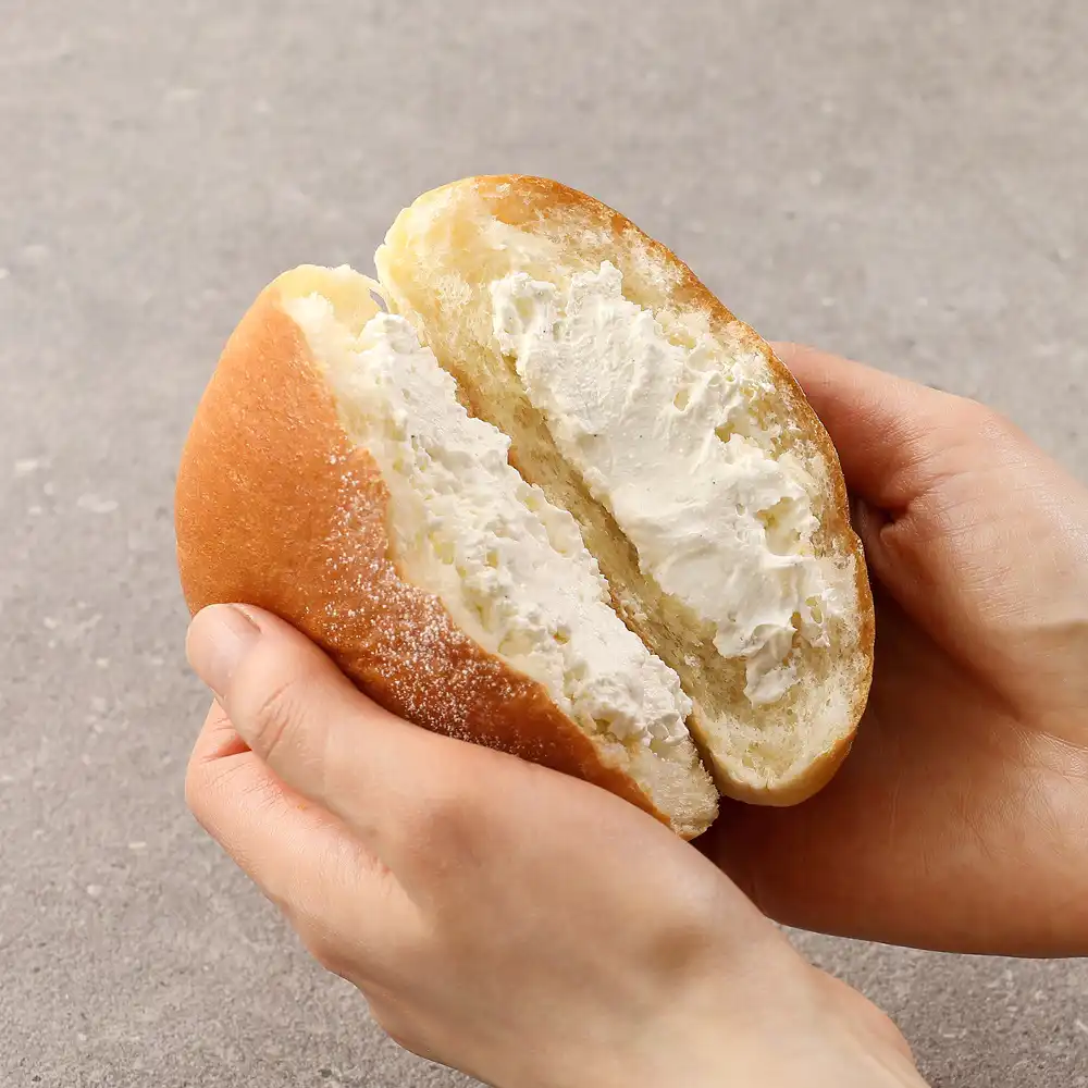 Frozen cream bread from Paris Baguette Korea, eaten eol-meok style like ice cream